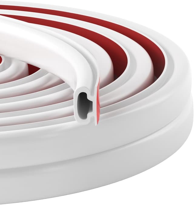 Detalle de Ormein selbstklebendes Türdichtungsband aus Gummi (weiß), für Fenster & Türen – Zugluft-, Lärm- und Wetterabdichtung, 10 m