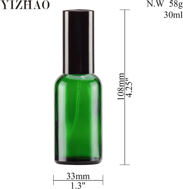 Detalle de YIZHAO set da 6 bottiglie spray in vetro da 30 ml (verde) con nebulizzatore fine