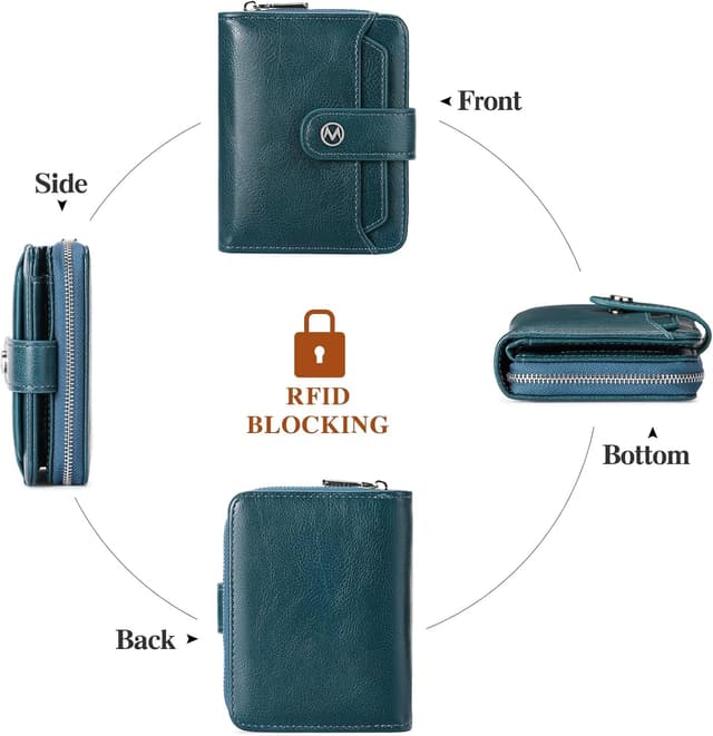 Detalle 2 de FALAN MULE Women’s RFID Blocking Small Bifold Purse with Zipper Coin Pocket & ID Window