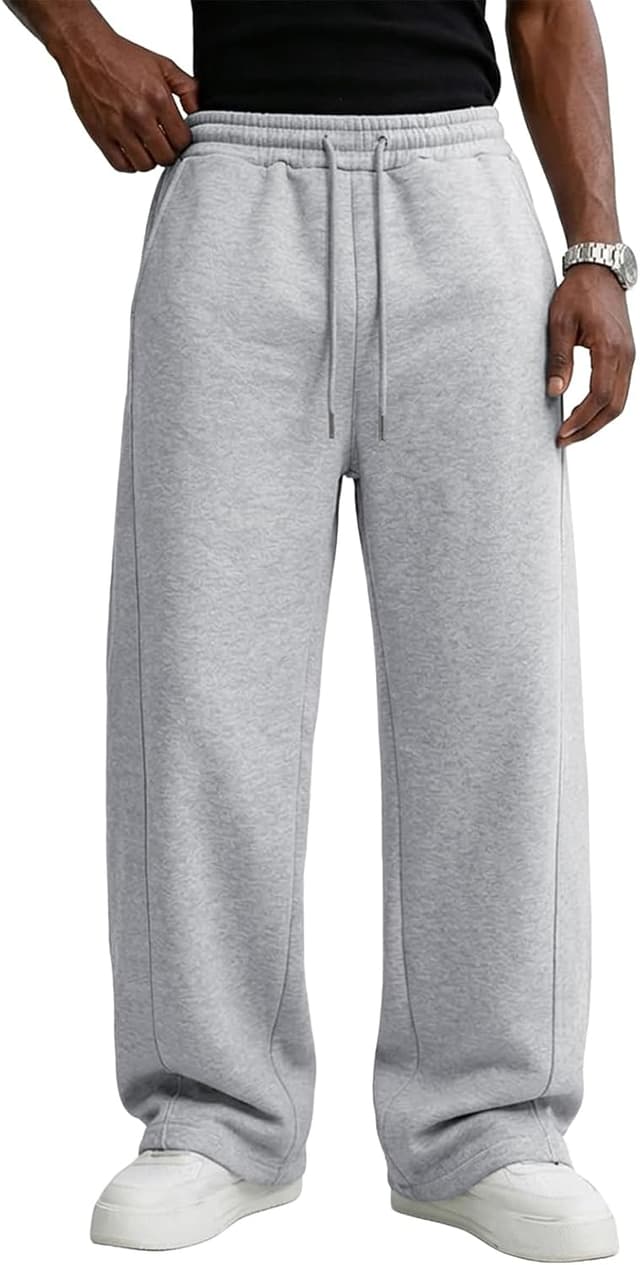 Thumbnail 6 de Men’s Baggy Sweatpants Cotton Fleece Wide Leg Lounge Pants with Drawstring Waist and Pockets