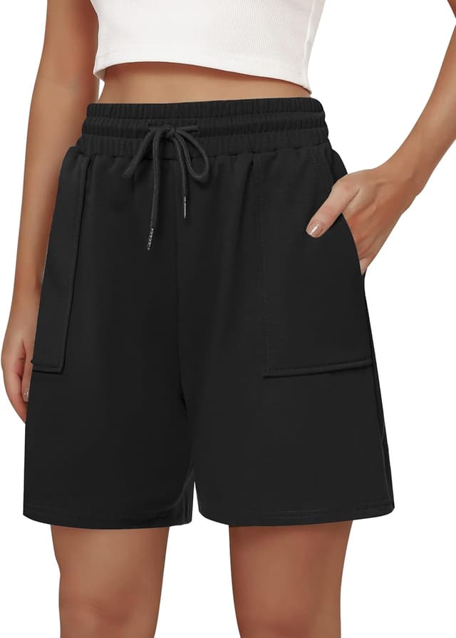 Detalle de Cowasto Womens Cotton Sweat Shorts with Drawstring Waist and Pockets (7" Inseam)