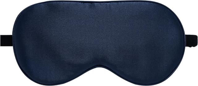 Detalle de LaCourse 100% Seidenschlafmaske Bio mit Reisetasche – verstellbar, beide Seiten 19 Momme, blau