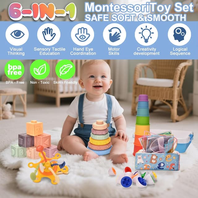 Thumbnail 1 de Montessori 6‑in‑1 Motorikspielzeug 6 Monate