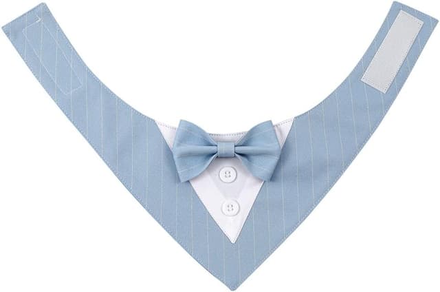 Detalle de BT Bear Pet Tuxedo Collar Bandana (Bow Tie) – Wedding outfit for cats, puppies and small dogs, Light Blue (M)