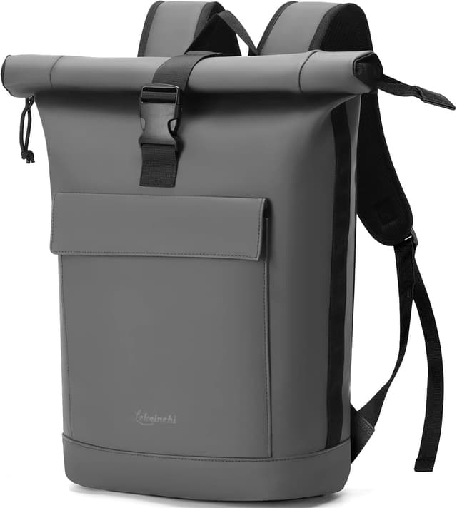 Detalle de Lekeinchi rolltop backpack for men and women with 17-inch laptop compartment (Grey)