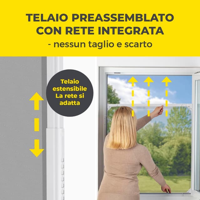 Detalle de EASYmaxx Insect Protect zanzariera telescopica per finestra, rete anti-insetti con telaio premontato (2 pezzi), bianca