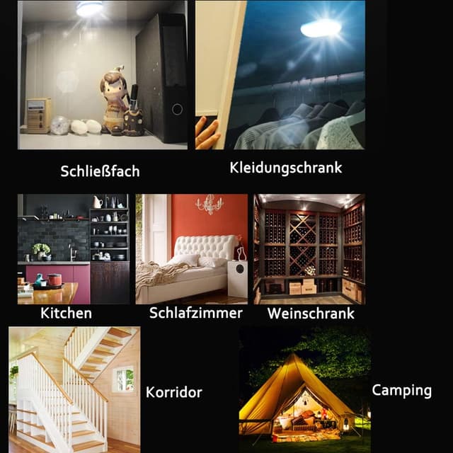 Detalle de Auto LED Nachtlicht (3 Farben) mit USB-Akku, magnetisch & dimmbar – für Kofferraum, Schrank, Wand, Wohnwagen