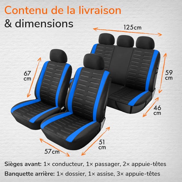 Thumbnail 3 de upgrade4cars Housses Sièges Universel Bleu 2026