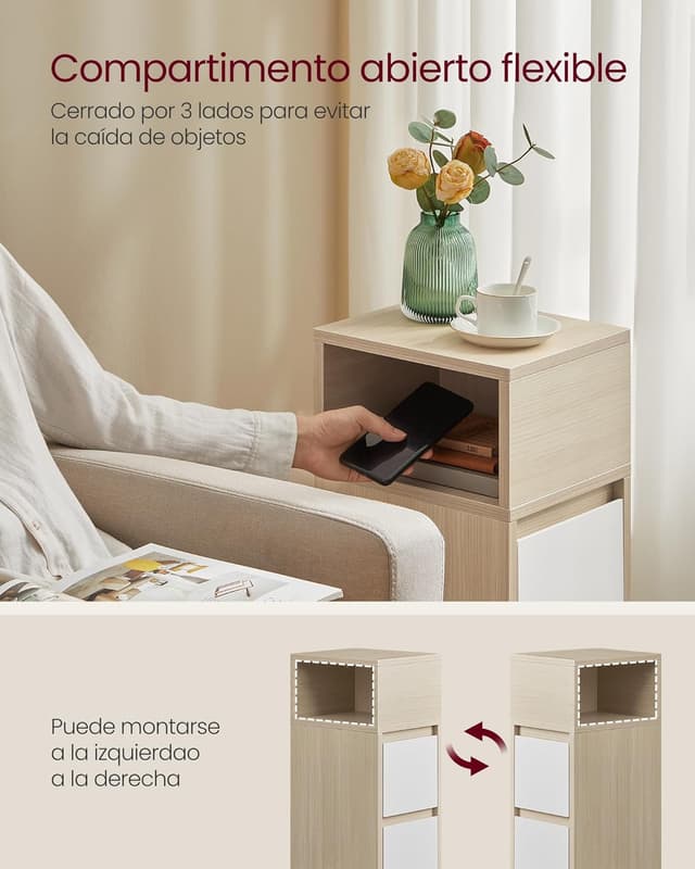 Detalle 2 de VASAGLE Kailyn Colección 🛏️ Juego de 2 Mesitas con Cajones y Compartimento