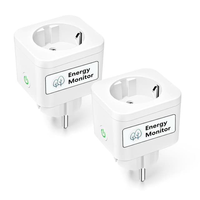 Detalle de Meross Smart-Steckdose mit Verbrauchsmessung (16A) – Bluetooth/WLAN, Alexa & Google Home, Zeitschaltuhr, für Balkonkraftwerk (2er-Set)