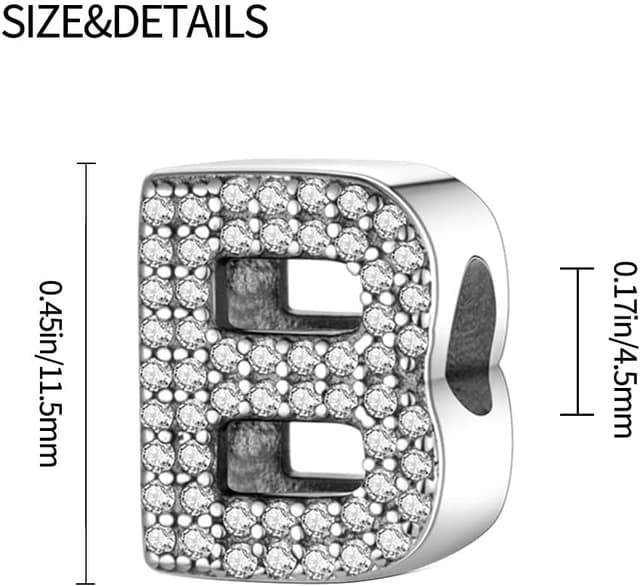 Detalle de QIKAOLA S925 Sterling Silber A–Z Anfangsbuchstaben Charms für Pandora-Armbänder & -Halsketten