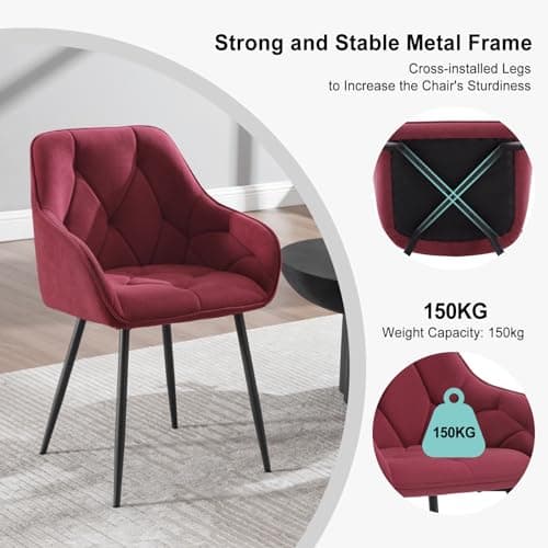 Thumbnail 6 de WOLTU EZS02bd-4 - Sillas de Cocina 💺 de Terciopelo Burdeos