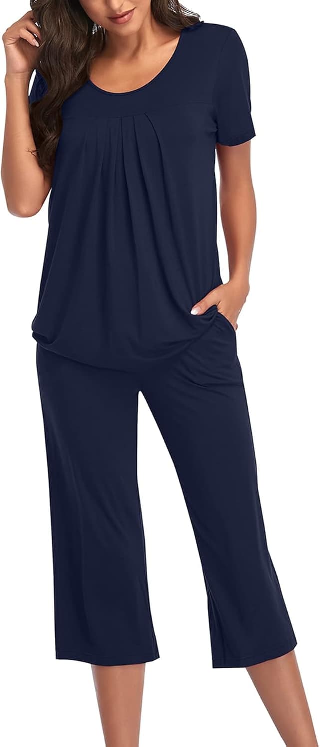 Detalle 2 de COLORFULLEAF Womens Pajama Sets summer loungewear with pockets