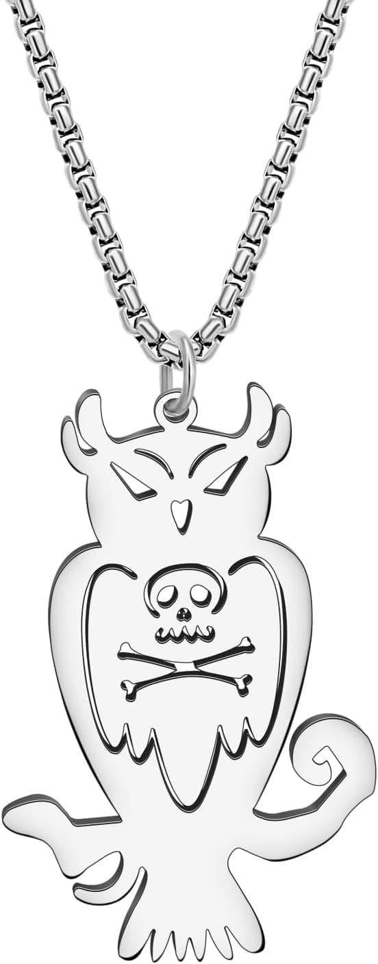 Detalle de Collier DOWAY en acier inoxydable avec pendentif hibou plaqué or 18K (50 cm + 7 cm)