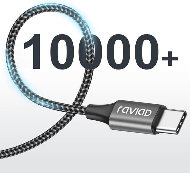 Detalle de RAVIAD USB‑C Ladekabel (2er‑Set, 3 m) mit bis zu 3,1 A – Schnellladekabel & Datenübertragung