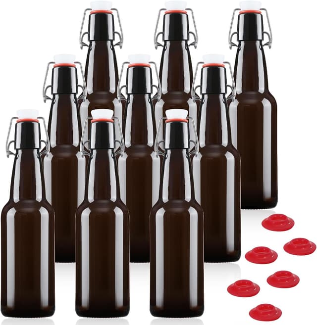 Imagen de YEBODA 12 oz Amber Beer Bottles with Flip Caps 🍺 en OfertitasTOP
