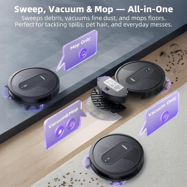 Detalle de MONSGA MR1 robot vacuum with mop 4000Pa