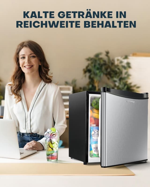 Detalle de Upstreman 46L Mini Kühlschrank (FR17) – leise, energiesparend, mit umkehrbarer Tür