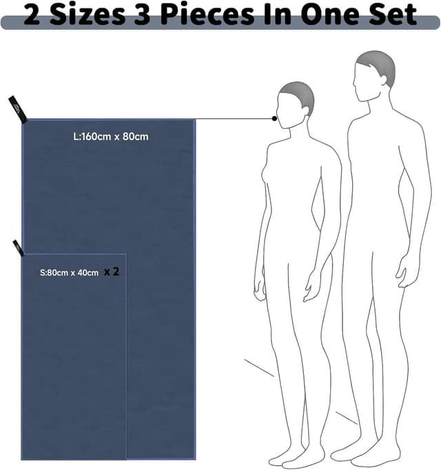 Thumbnail 2 de Pameil Microfibre Towel 3 Set Navy