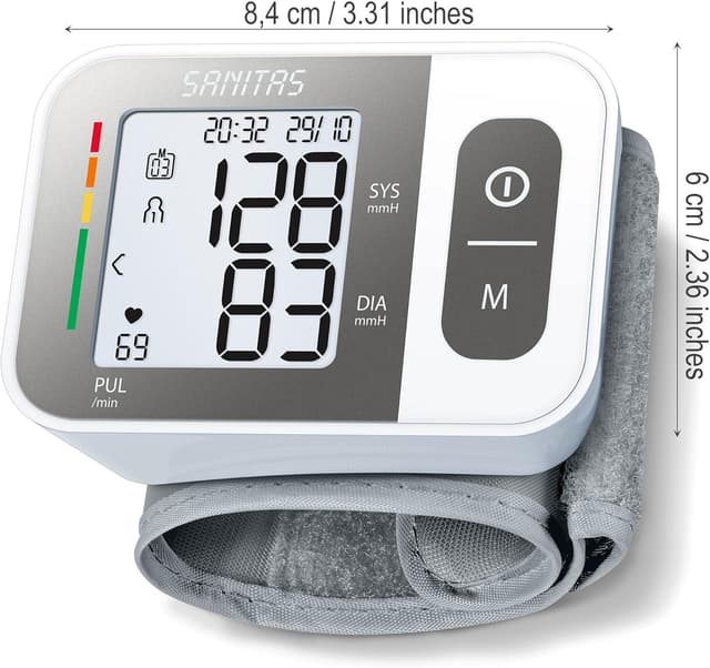 Detalle de Sanitas SBC 15 Handgelenk-Blutdruckmessgerät (vollautomatisch) mit Puls und Warnfunktion