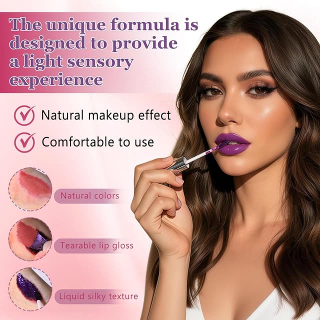 Detalle de Pack 3 x peel off lip stain longue durée (matte) avec crayon à lèvres imperméable