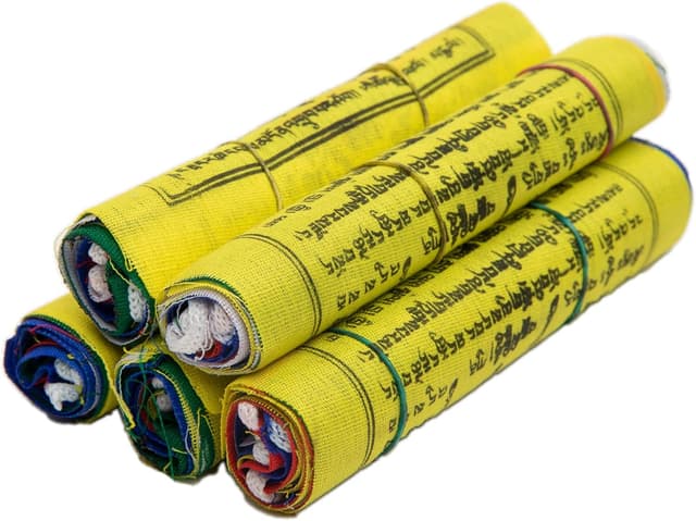 Detalle 2 de Bandiere preghiere tibetane 5 rotoli 12x12 cm