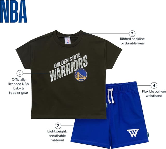 Detalle de Gerber Baby Boys’ NBA Team T‑Shirt & Shorts Set