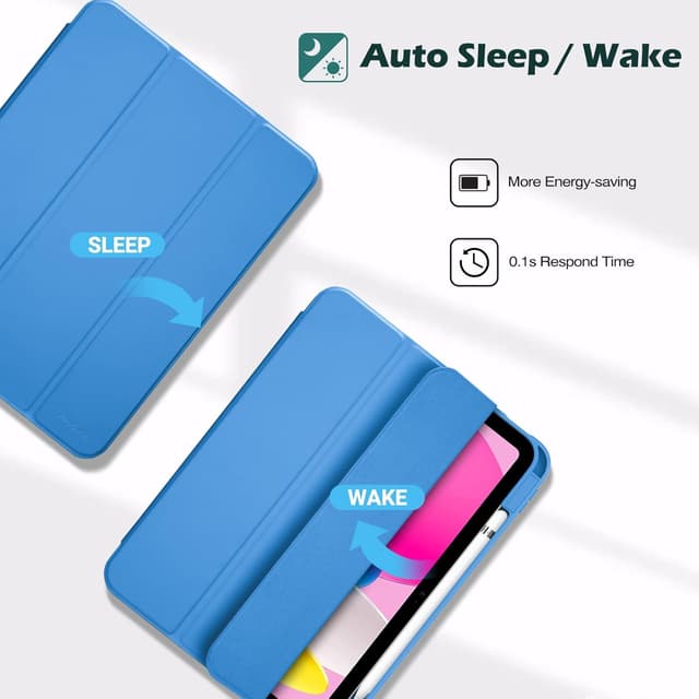 Detalle de ProCase Hülle für iPad 11" (A16) 2025 / iPad 10. Gen 10,9" (2022) – Schutzhülle mit Stifthalter, Smart Cover & Auto Schlafen/Wachen (blau)