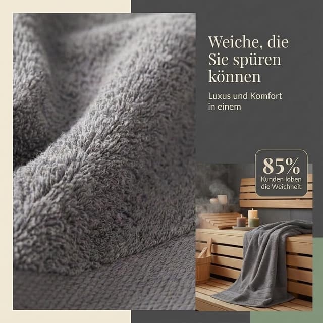 Thumbnail 5 de Komfortec Saunatuch Set 80x200 cm Anthrazit Grau