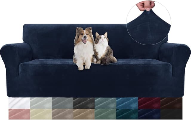 Detalle de YSTELLAA Copridivano Velluto 3 Posti blu scuro 🛋