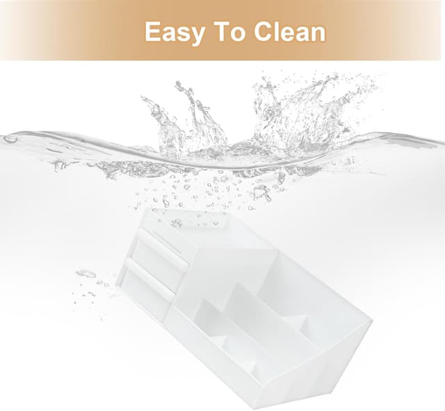 Detalle de URAQT Makeup Organizer Storage Drawers (Large Capacity) – 2 drawers cosmetic storage box for vanity, bathroom or bedroom