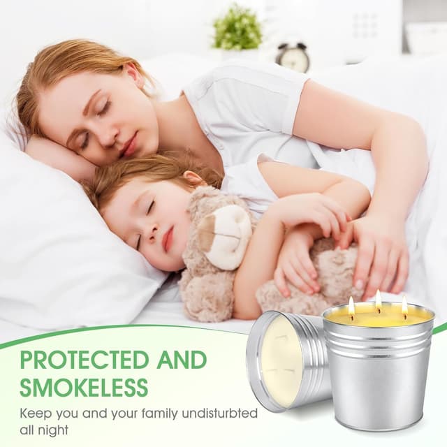 Detalle 2 de Set of 2 Citronella Outdoor Candles (17 oz, Large 3-Wick Soy Wax) with Up to 180 Hours Burn Time