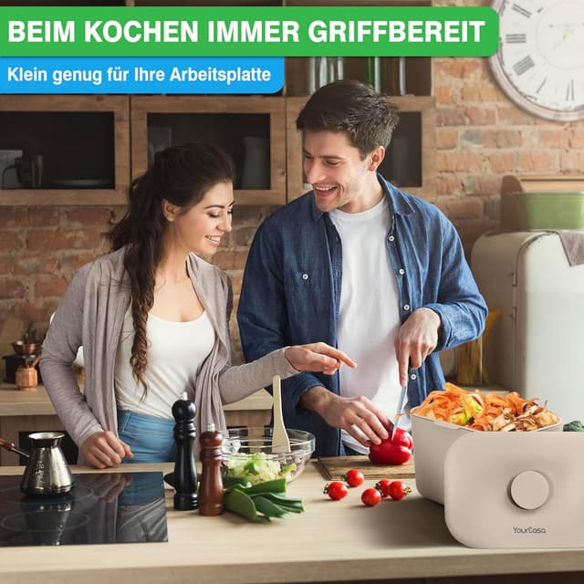 Detalle 2 de YourCasa Biomülleimer Küche 5 l – spülmaschinenfester Komposteimer mit Sieb und geruchsdichtem Deckel