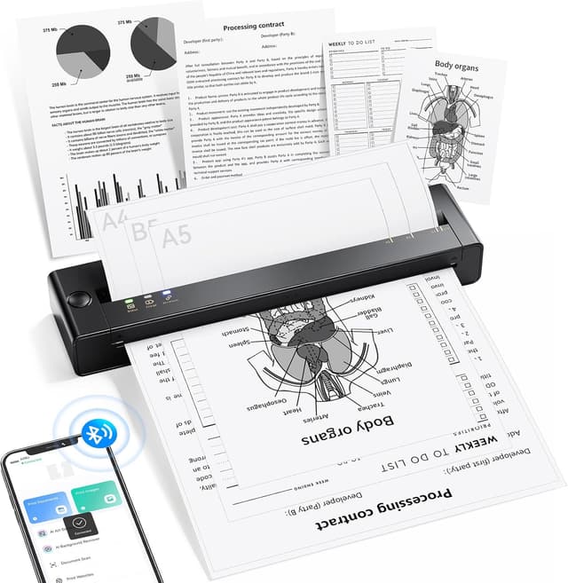 Detalle de TATTMUSE Thermodrucker A4 (Bluetooth, mobil) für A4/A5/B5 mit Thermopapier