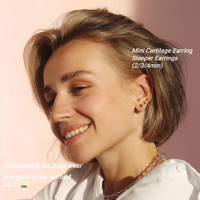 Detalle 2 de MACACHII 3 Paar Ohrringe aus 925er Silber – Set mit Ohrsteckern (2/3/4 mm) in mehreren Farben, hypoallergen