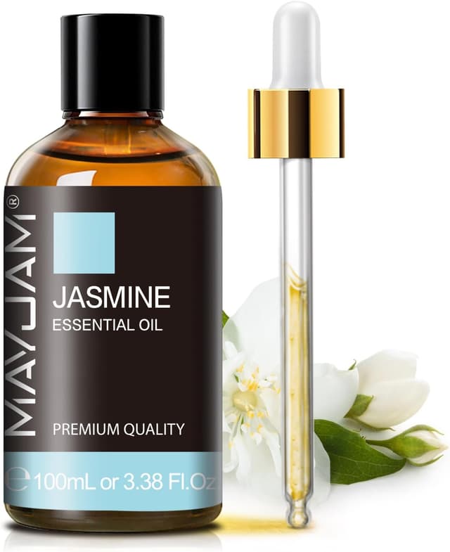 Detalle de Huile essentielle de jasmin MAYJAM 100 % pure – flacon ambré avec compte-gouttes (100 ml)