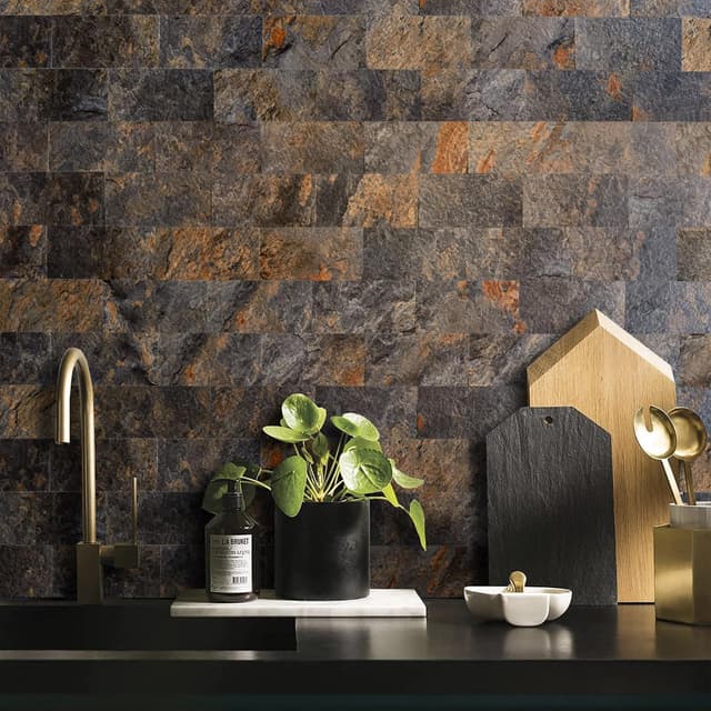 Thumbnail 6 de AULIGET 200-Piece Rust Slate Peel-and-Stick Backsplash Wall Tiles (3" x 6")
