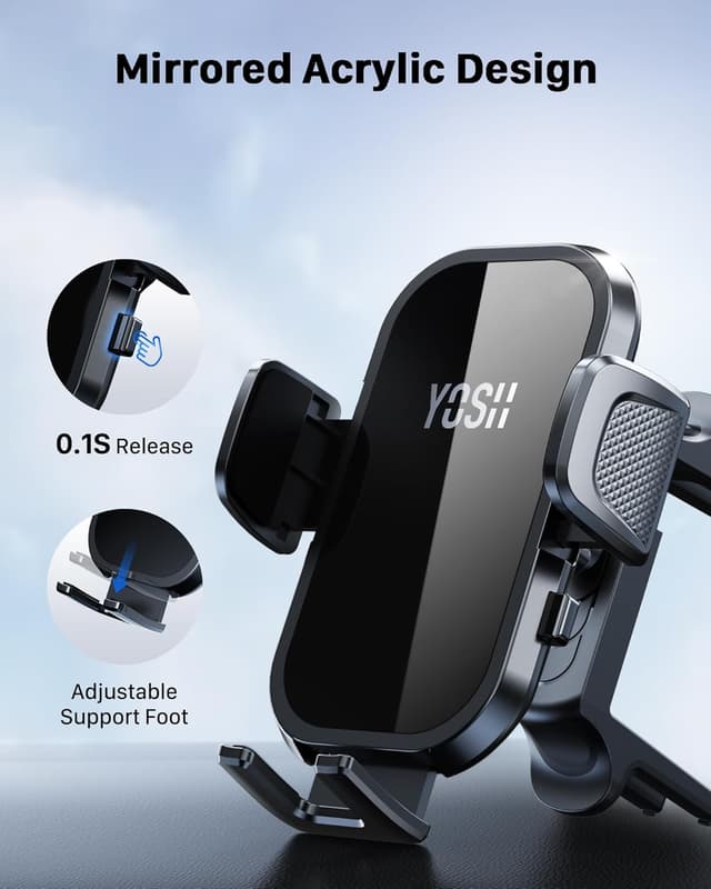 Detalle de YOSH Car Phone Holder for Air Vent with Reinforced Spring Clip – universal dashboard cradle