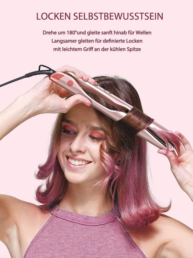 Detalle de LANDOT 2-in-1 Glätteisen & Lockenstab mit geschwungenen Stylingplatten (120–230 °C)