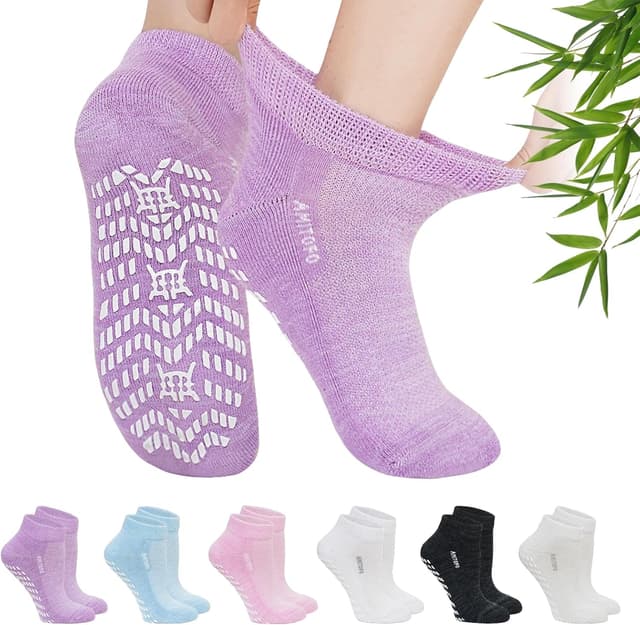 Detalle de LOFIR calzini donna antiscivolo in fibra di bambù per diabetici, senza elastico e senza cuciture (6 paia)