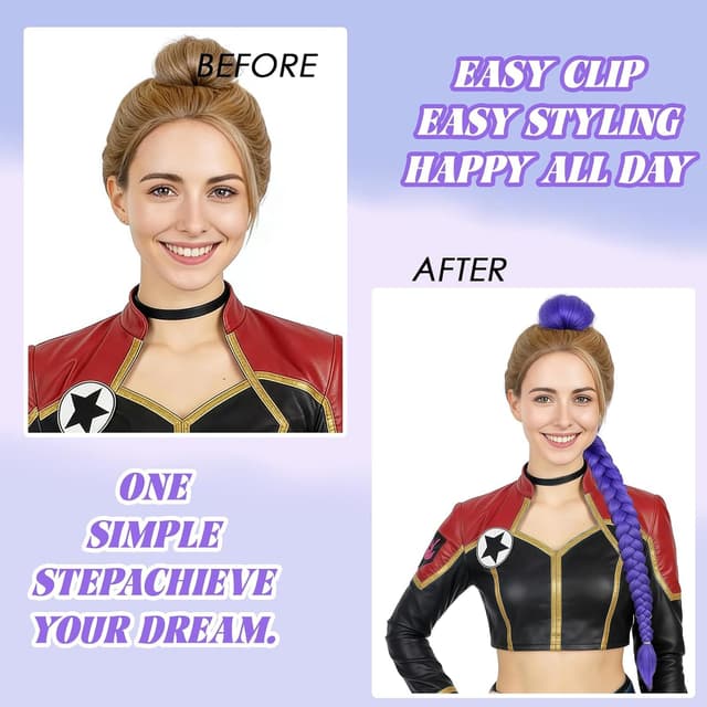 Thumbnail 4 de STRUKTURPASTE Rumi Kostüm Kinder 60cm K-Pop Dämonenjäger Lila Perücke