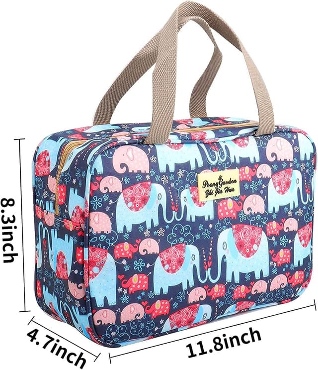 Detalle de WITERY Large Travel Toiletry Bag (30 x 21 x 12 cm) – Waterproof Wash Bag for Holidays, Swimming & Gym, Blue Elephant