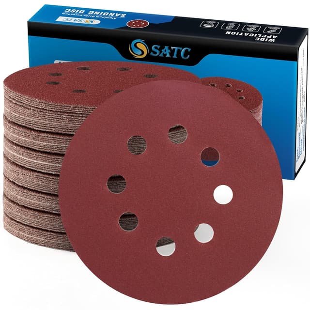 Thumbnail 6 de S SATC 125mm Orbital Sander Sanding Discs (100 grit) – 110 Hook & Loop Pads for Random Orbital Sanders