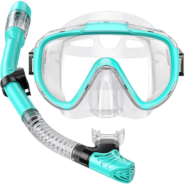 Detalle de Lealinga adult snorkel set with anti-fog panoramic mask and dry-top snorkel