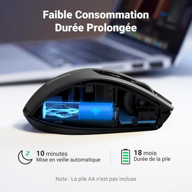 Detalle de UGREEN Souris sans fil ergonomique 2,4 GHz
