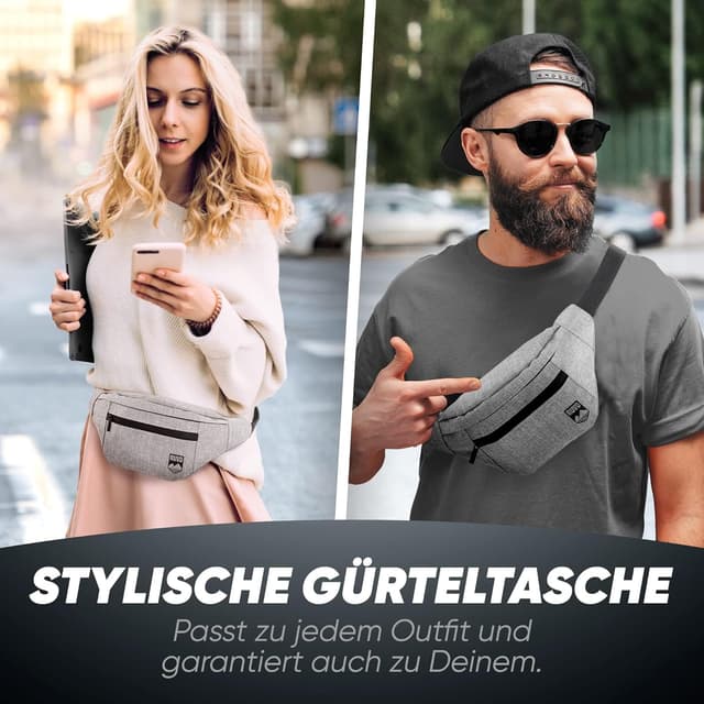 Detalle 2 de RUVO Marsupio da cintura grigio, 4 scomparti