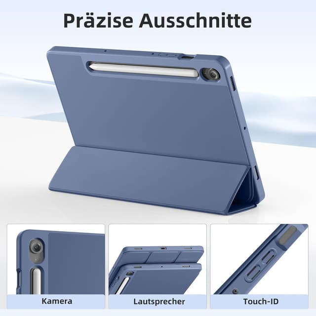 Thumbnail 6 de Vobafe Schutzhülle für Samsung Galaxy Tab S10 Lite / S10 FE / S9 FE (10,9 Zoll) & S9 (11 Zoll) – mit S-Pen-Halter, Standfunktion, Auto Schlaf/Wachen, Blaugrau