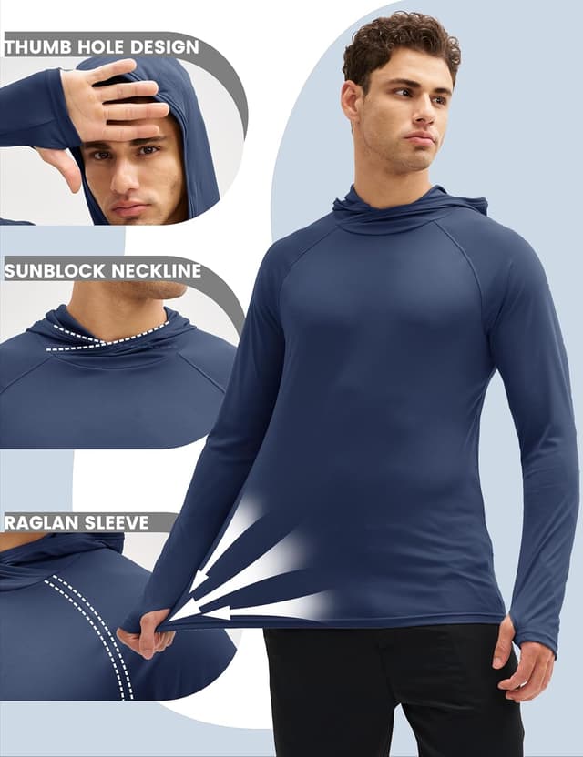 Detalle 2 de MAGCOMSEN men’s sun hoodie with UPF 50+ UV protection, quick-dry long sleeves and thumb holes