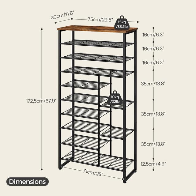 Detalle de HOOBRO porte-chaussures 10 niveaux 27-30 paires