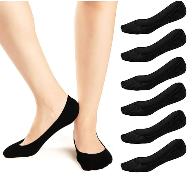 Detalle de JaosWish Women No Show Socks – Ultra Low Cut Liner Socks (6 Pairs) with Anti-Slip Gel
